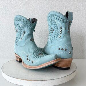 Lane COSSETTE Womens Cowboy Bootie 7.5 Blue Cowgirl Western Short Ankle Boots